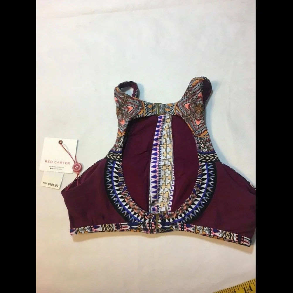 NWT! $101‎ Red Carter High Neck Bikini Top [SZ XS]